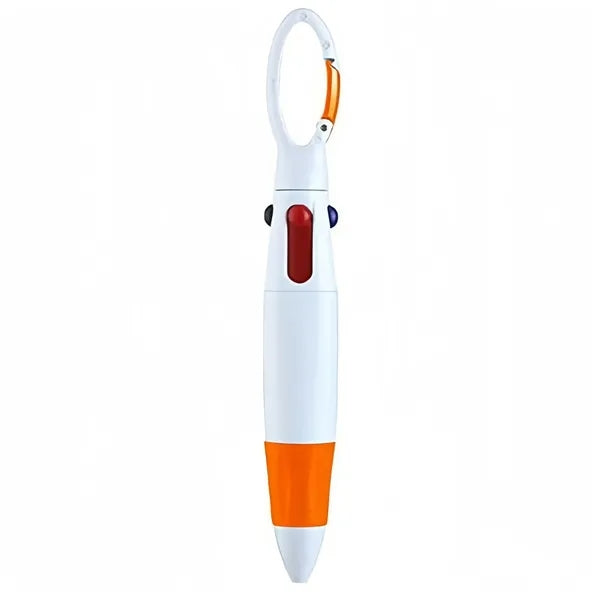 4-In-1 Retractable Ballpoint Pen With Carabiner