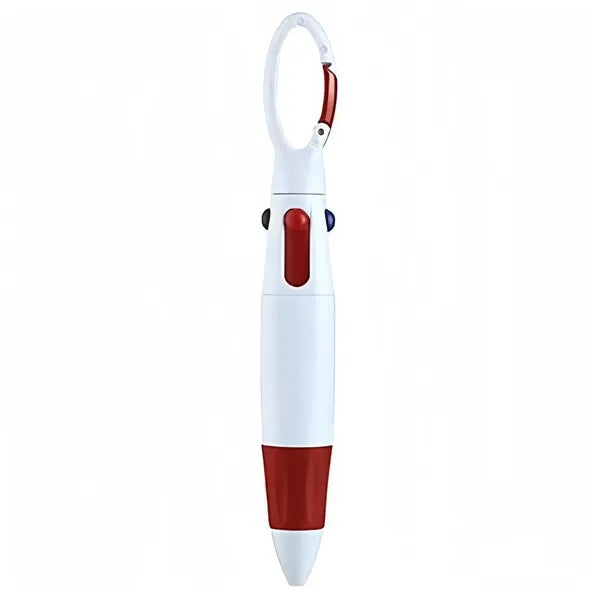 4-In-1 Retractable Ballpoint Pen With Carabiner
