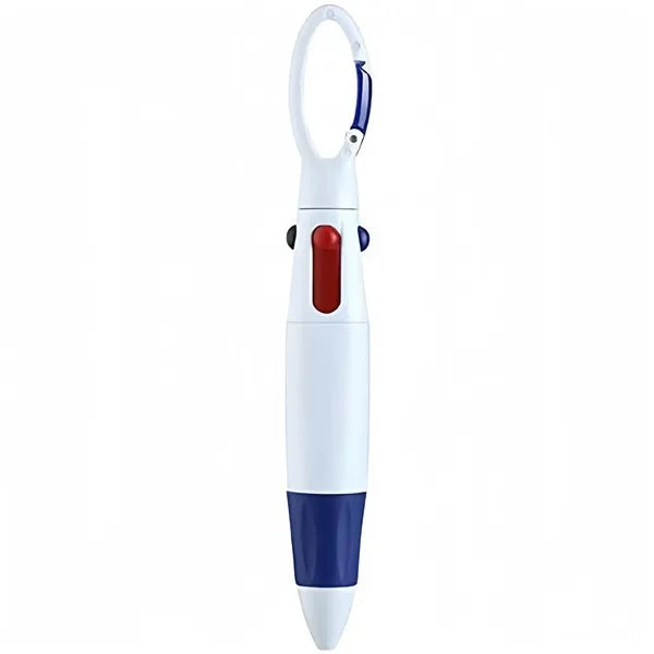 4-In-1 Retractable Ballpoint Pen With Carabiner