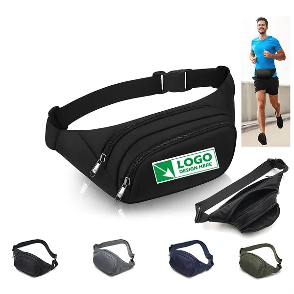 Large Fanny Pack with 3-Zipper Pockets