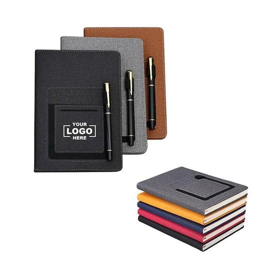Soft Faux Leather A5 Journal with Pockets and Pen Holder