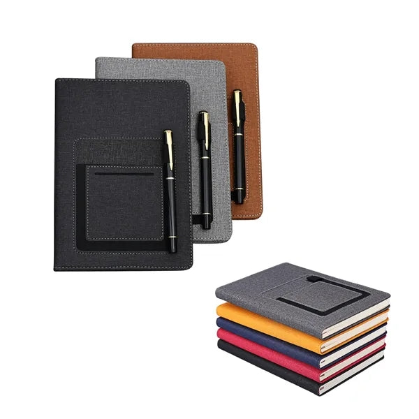 Soft Faux Leather A5 Journal with Pockets and Pen Holder