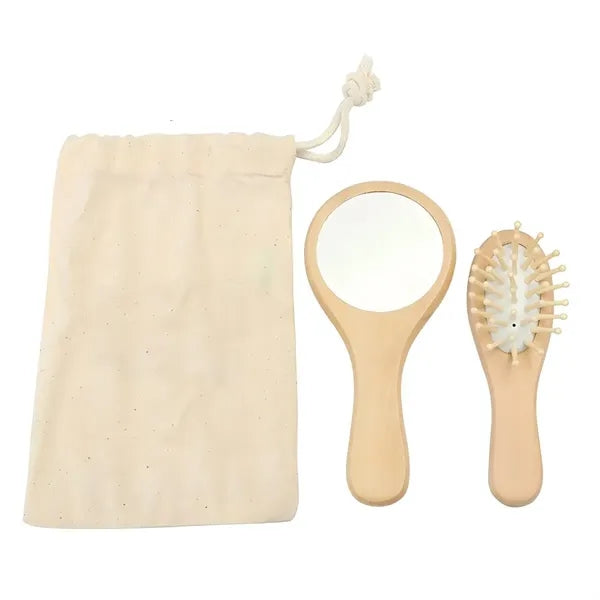 Wood Comb Mirror Set