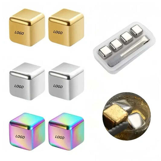304 Stainless Steel Square Ice Cube 4-Piece Set