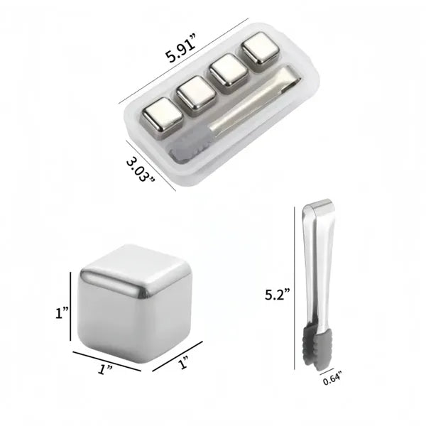304 Stainless Steel Square Ice Cube 4-Piece Set