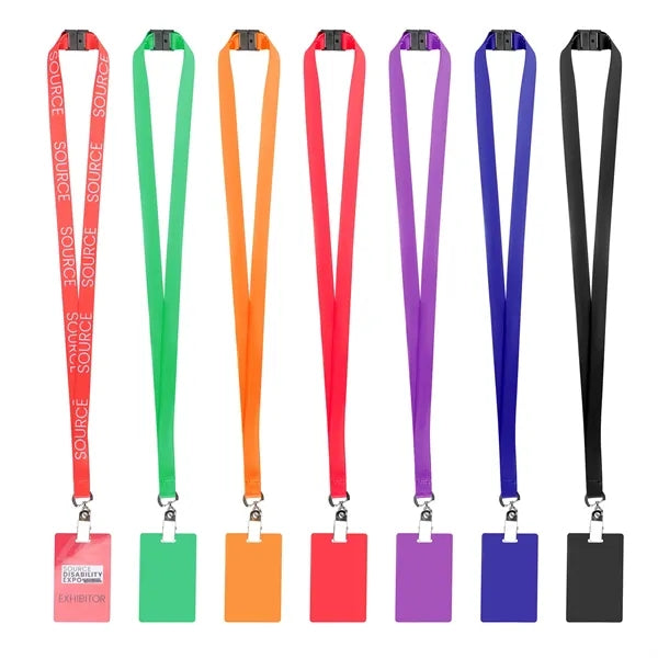 3/4" Polyester Breakaway Lanyard ID Holder Combo w/ PVC Card