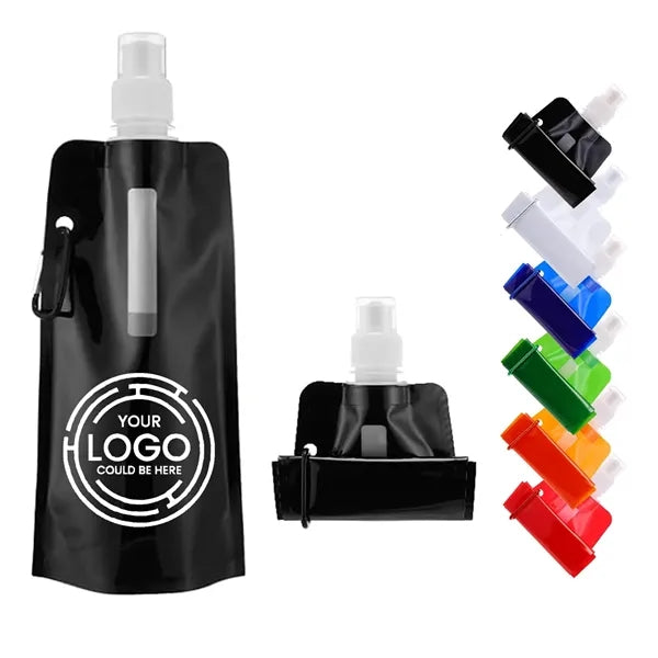 16 Oz Portable Foldable Water Bottle With Carabiner Clip