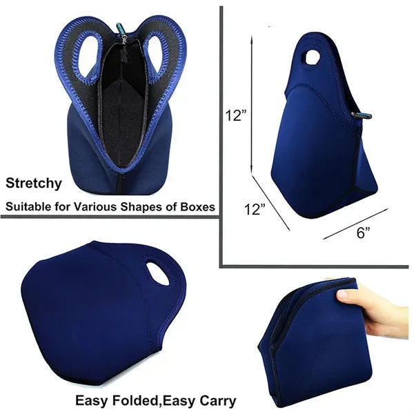 Insulated Neoprene Lunch BagTote With Zipper