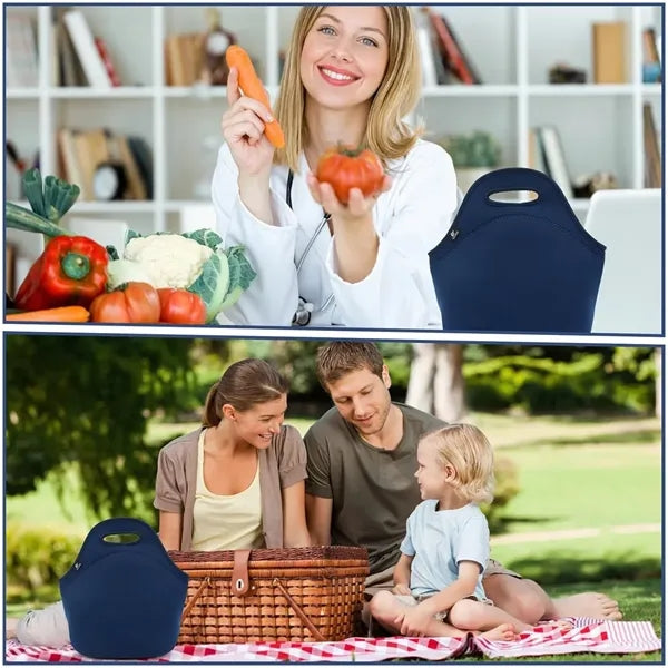 Insulated Neoprene Lunch BagTote With Zipper