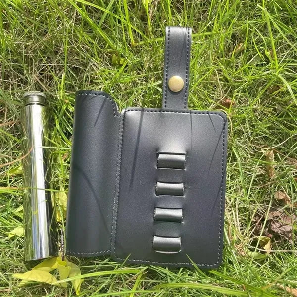 PU Leather 1oz Flask Case with Golf Tee Slots