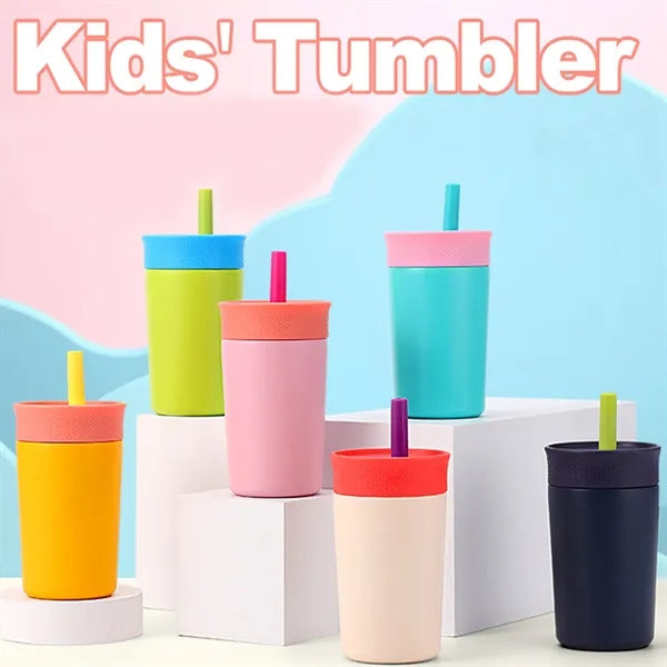 12oz Portable Stainless Steel Water Bottle With Straw