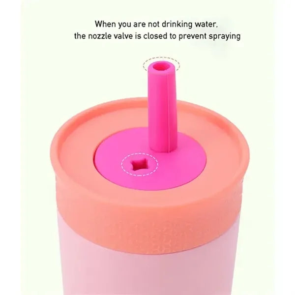 12oz Portable Stainless Steel Water Bottle With Straw