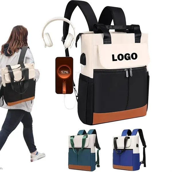 Travel Laptop Convertible Backpack with USB Charging