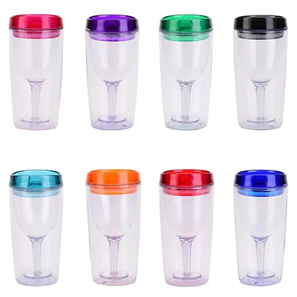 10Oz. Acrylic Double Wall Wine Tumbler with Lid