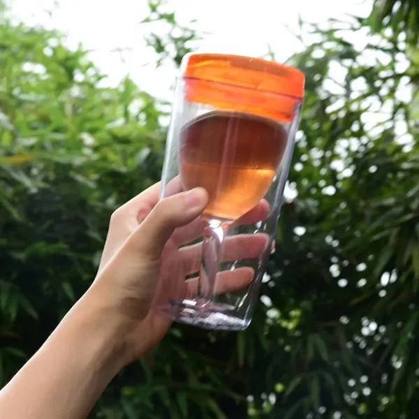 10Oz. Acrylic Double Wall Wine Tumbler with Lid
