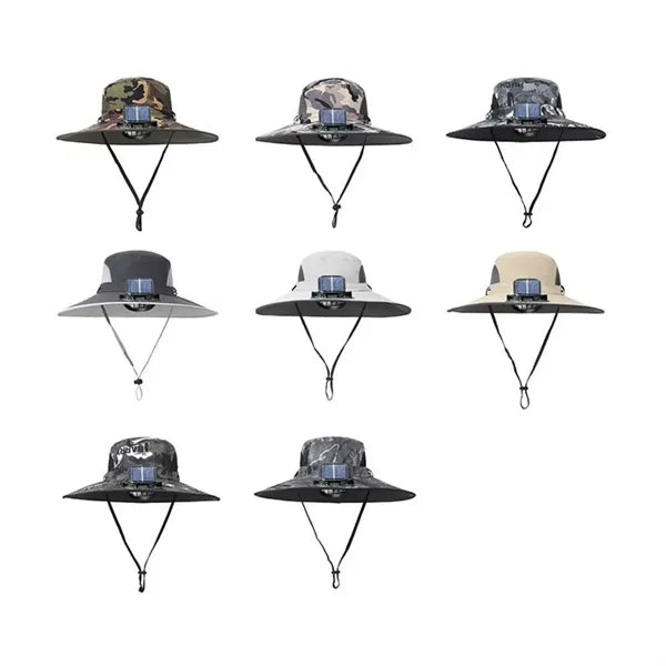 Solar Powered Cooling Fan Bucket Hat