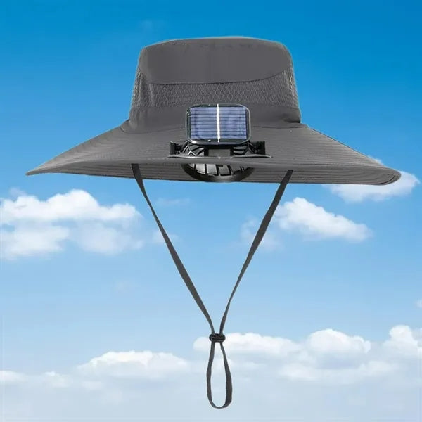 Solar Powered Cooling Fan Bucket Hat