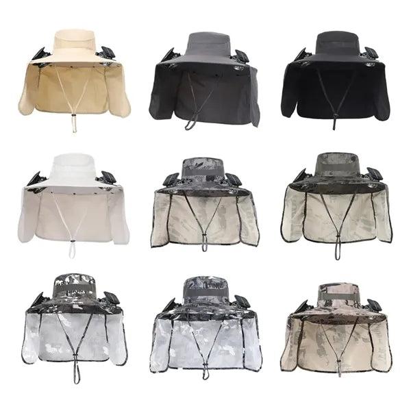 Solar Powered Cooling Sun Hat with Neck Flap