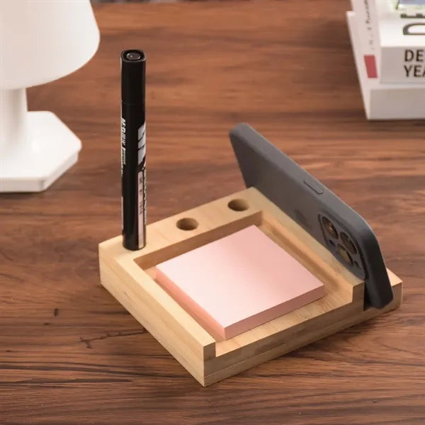 Bamboo Multi-Functional StickyNotes Desk Organizer