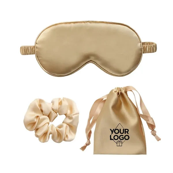 Imitation Silk Sleep Set (Eye Mask, Scrunchie, Storage Bag)