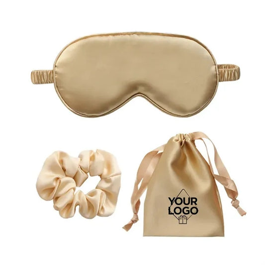 Imitation Silk Sleep Set (Eye Mask, Scrunchie, Storage Bag)