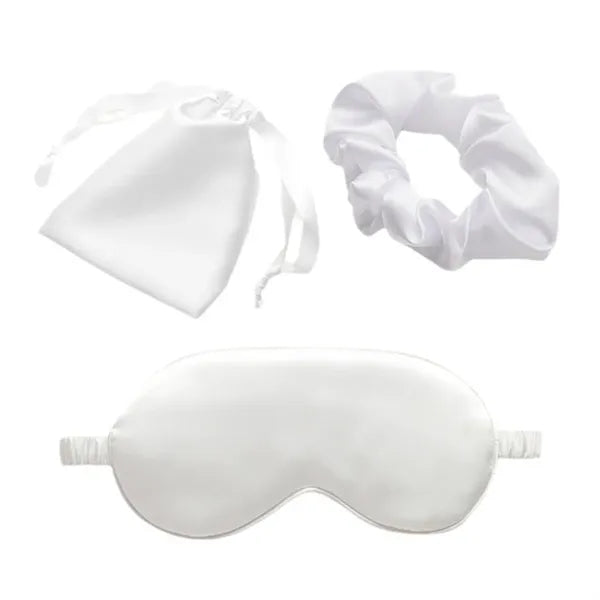 Imitation Silk Sleep Set (Eye Mask, Scrunchie, Storage Bag)