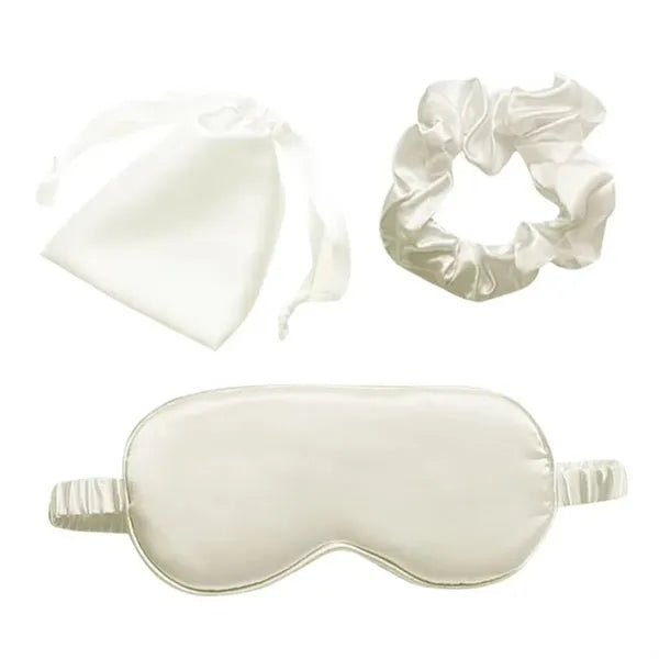 Imitation Silk Sleep Set (Eye Mask, Scrunchie, Storage Bag)