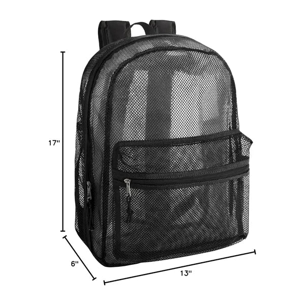 See-Through Mesh College Backpack with Padded Straps