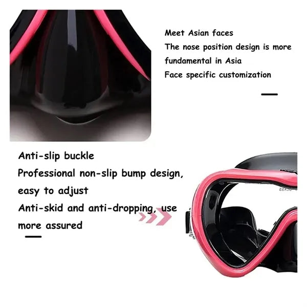 Wide-View Anti-Fog Adjustable Soft Silicone Snorkel Mask