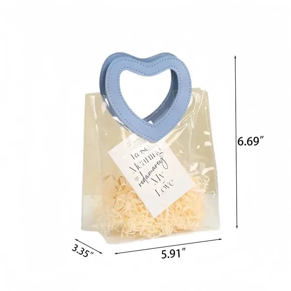 PVC Transparent Gift Bag with Heart-Shaped Handle