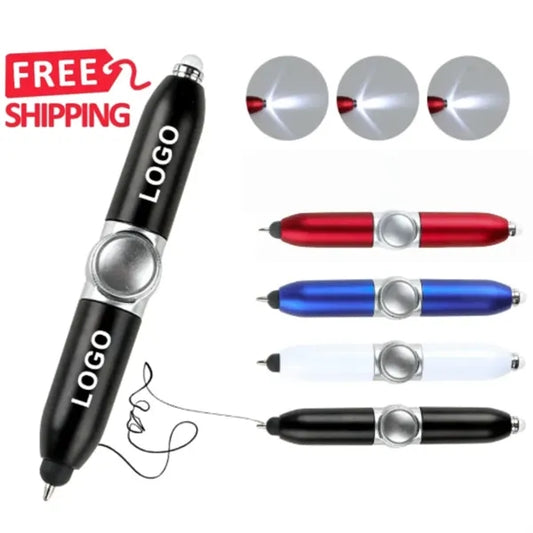 Metal Spinning Fidget Ballpoint Pen with LED Light