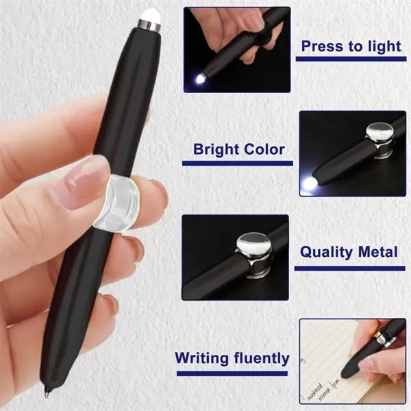 Metal Spinning Fidget Ballpoint Pen with LED Light