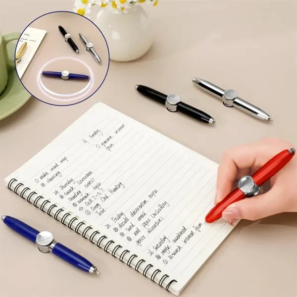 Metal Spinning Fidget Ballpoint Pen with LED Light