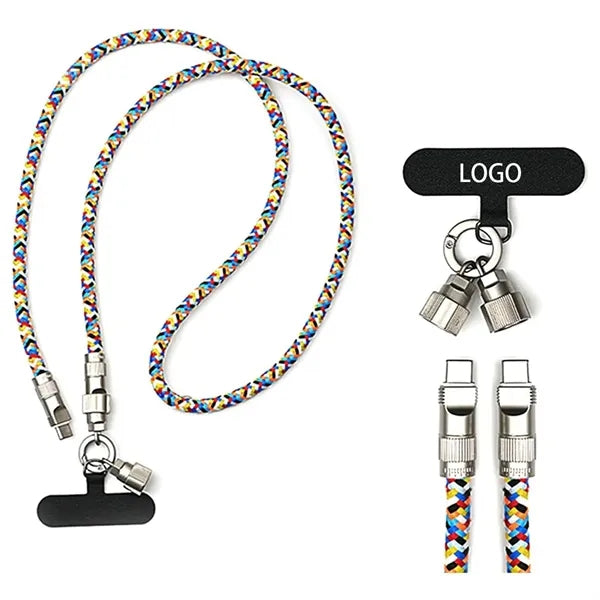 Mobile Phone Lanyard Charging Cable 2 In 1