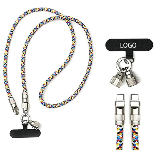 Mobile Phone Lanyard Charging Cable 2 In 1