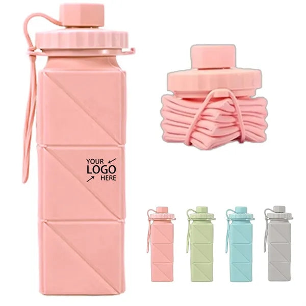 17 Oz. Collapsible Square Silicone Water Bottle