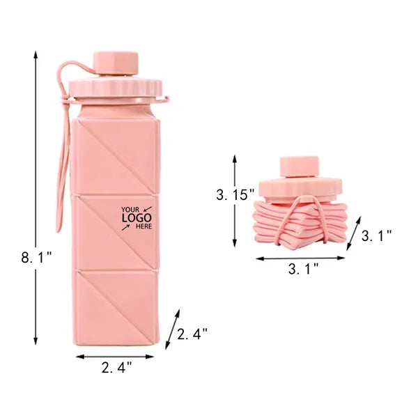17 Oz. Collapsible Square Silicone Water Bottle