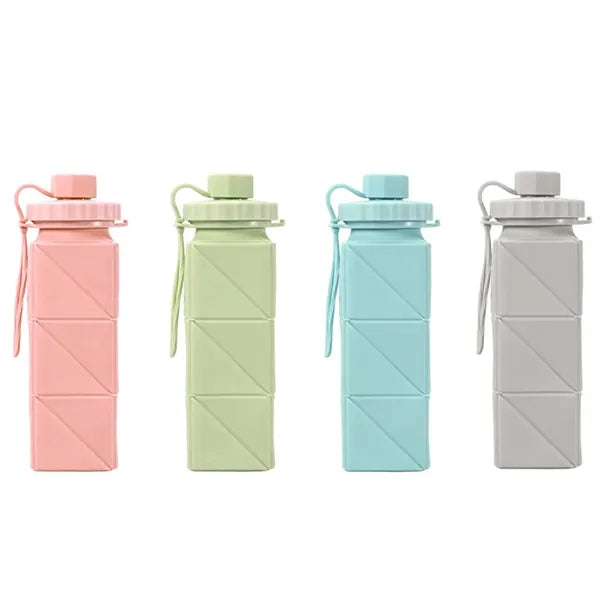 17 Oz. Collapsible Square Silicone Water Bottle