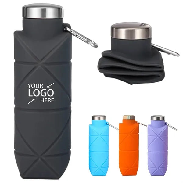 17 Oz. Rhombus-Shaped Collapsible Silicone Water Bottle