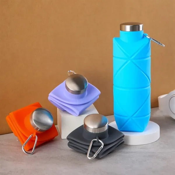 17 Oz. Rhombus-Shaped Collapsible Silicone Water Bottle