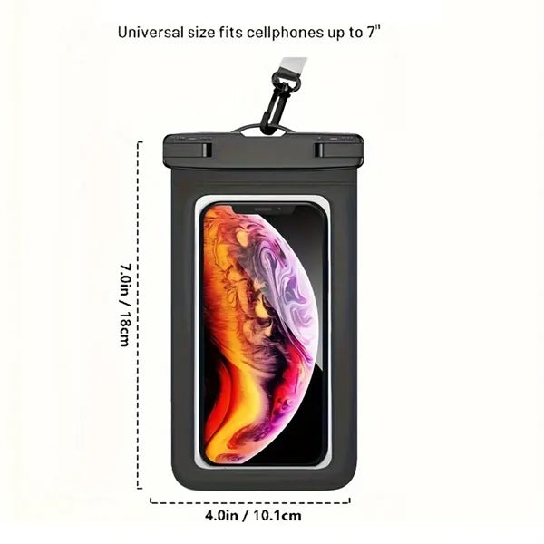 7" Waterproof Phone Case & Passport Dry Bag with Lanyard
