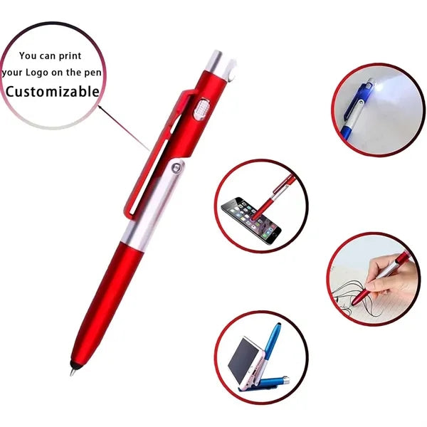 4-in-1 Stylus Ballpoint Pen with LED Light and Phone Stand