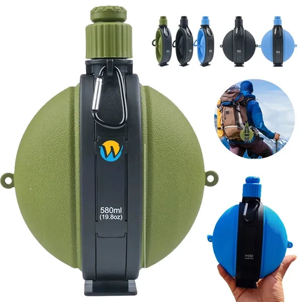 20oz BPA-free Outdoor Foldable Water Bottle with Compass