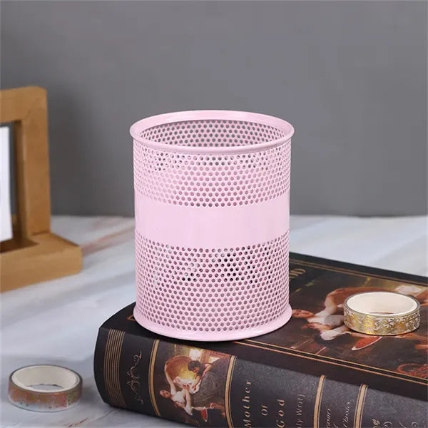 Functional Perforated Metal Pen Holder with Branding Area