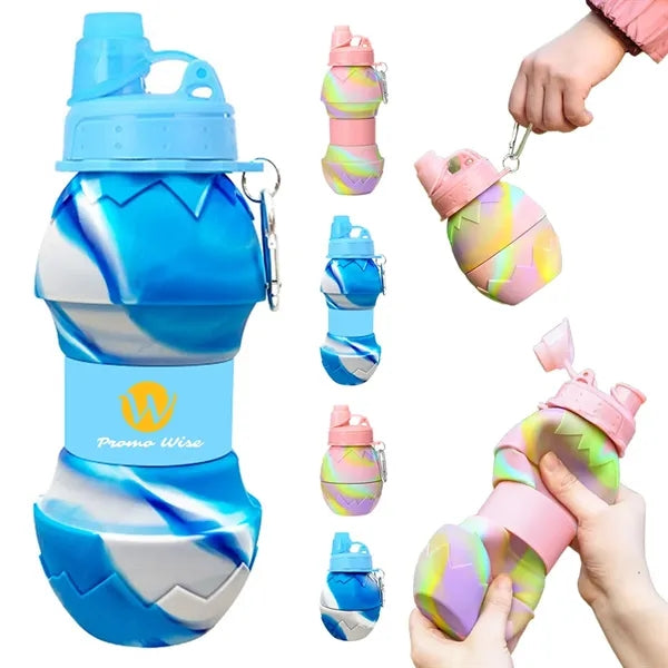 24oz Foldable Eggshell Silicone Bottle with Carabiner