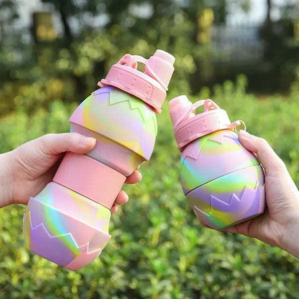 24oz Foldable Eggshell Silicone Bottle with Carabiner