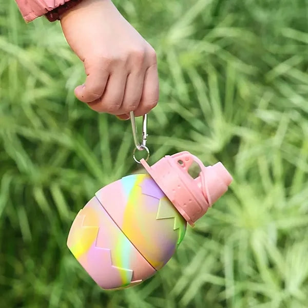 24oz Foldable Eggshell Silicone Bottle with Carabiner