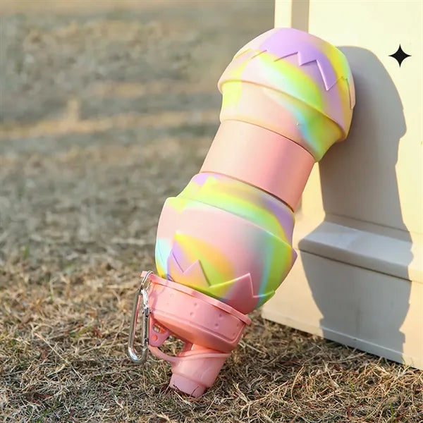 24oz Foldable Eggshell Silicone Bottle with Carabiner