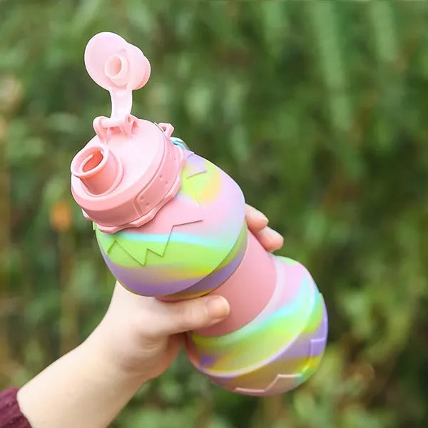 24oz Foldable Eggshell Silicone Bottle with Carabiner