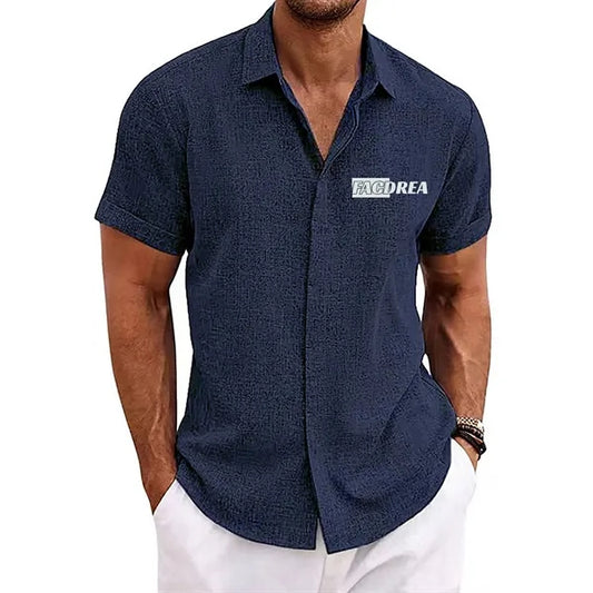 Men's Loose Linen Cotton Short Sleeve Beach Shirt